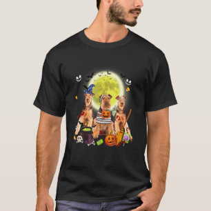 Tre Airedale Terrier Hundar Häxa Läskig Mumi Sal T Shirt