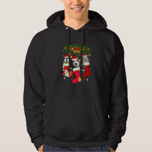 Tre Alaskan Malamutes i julstrumpor Hoodie