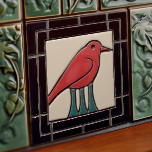 Tre äldre fågelarter av Deco Nouveau Wall Decor Kakelplatta