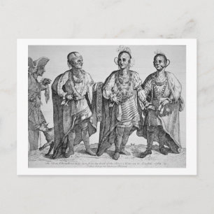 Tre amerikanska Cherokee Chiefs, 1762 (engrave) Vykort
