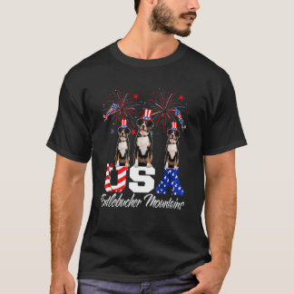 Tre amerikanska Entlebucher-bergen American Flagga T Shirt