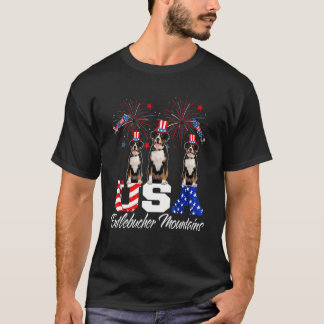 Tre amerikanska Entlebucher-bergen American Flagga T Shirt