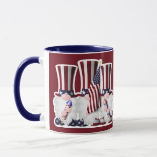 Tre amerikanska patriotiska Gnomes Mugg