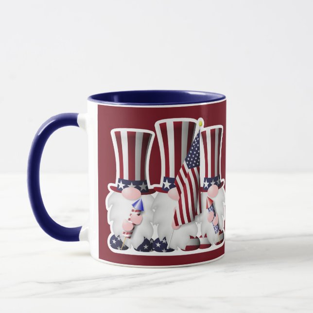 Tre amerikanska patriotiska Gnomes Mugg (Vänster)