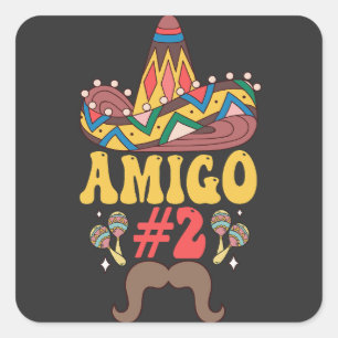 Tre Amigos Mexican Funny Matching Cinco De Mayo Fyrkantigt Klistermärke