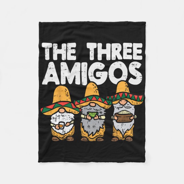 Tre Amigos Mexikanska Gnomes Cute Cinco De Mayo Fi Fleecefilt (Framsidan)
