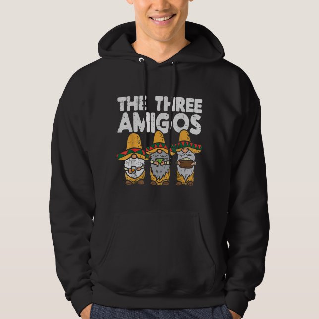 Tre Amigos Mexikanska Gnomes Cute Cinco De Mayo Fi Hoodie (Framsida)