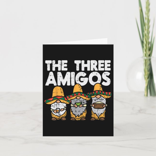 Tre Amigos Mexikanska Gnomes Cute Cinco De Mayo Fi Kort (Framsida)
