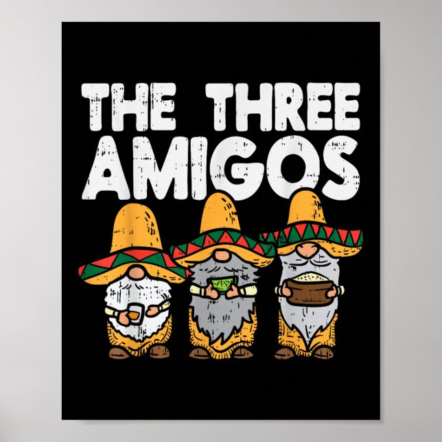 Tre Amigos Mexikanska Gnomes Cute Cinco De Mayo Fi Poster (Framsidan)