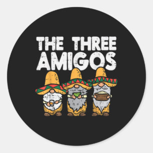 Tre Amigos Mexikanska Gnomes Cute Cinco De Mayo Fi Runt Klistermärke