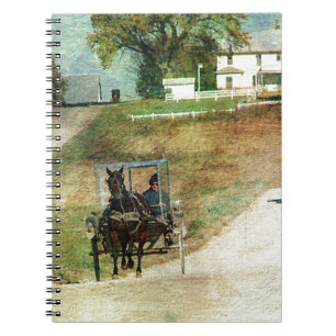 Tre Amish Buggies Anteckningsbok Med Spiral