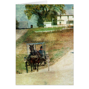 Tre Amish Buggies Hälsningskort