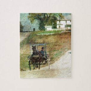 Tre Amish Buggies Pussel