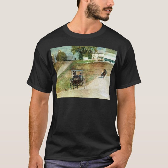 Tre Amish Buggies T-shirt (Framsida)