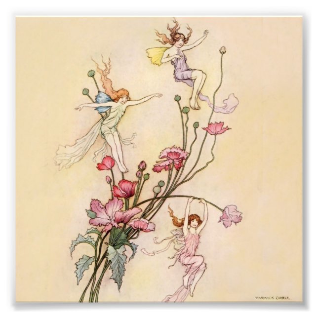 “Tre andar glada till vansinne” av Warwick Goble Fototryck (Framsidan)