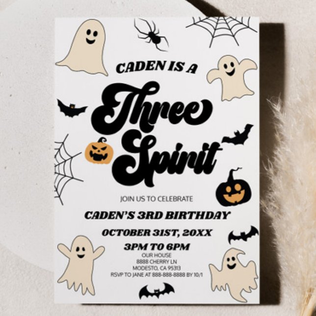 Tre Andar Halloween 3:e Tredje Födelsedagsfest Inbjudningar (Skapare uppladdad)