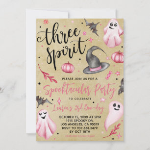 Tre Andar Halloween Födelsedag Med Spöken Inbjudningar