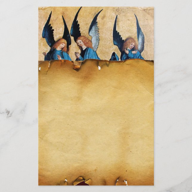 Tre Änglar i Blue,Brown Parchment Brevpapper (Framsida)