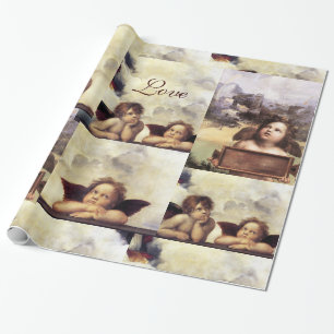 TRE ÄNGLAR I BLUE CHRISTMAS JOY PEACE KÄRLEK PRESENTPAPPER