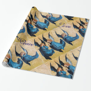 TRE ÄNGLAR I BLUE CHRISTMAS JOY PEACE KÄRLEK PRESENTPAPPER