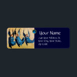 TRE ÄNGLAR I BLUE, Sapphire Returadress Etikett<br><div class="desc">Elegant,  konstnärlig och klassisk design härledd från en medeltida målning.med ljus 3D-gemsten.</div>