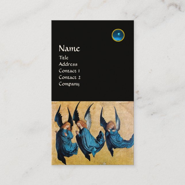 TRE ÄNGLAR MONOGRAM, Blue Sapphire, black Visitkort (Framsida)