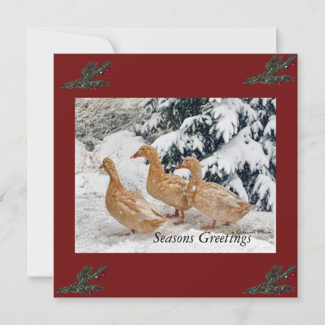 Tre anka parad i snö Flat Holiday Cards Julkort (Framsida)