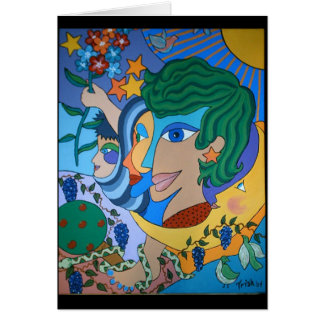 TRE ANSIKTEN AV KVÄLL HÄLSNINGSKORT