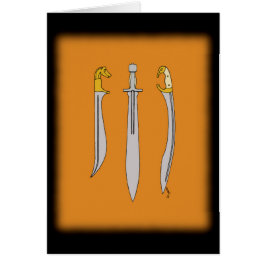 Tre antika grekiska svärd hälsningskort