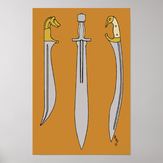 Tre antika grekiska svärd poster (Framsidan)