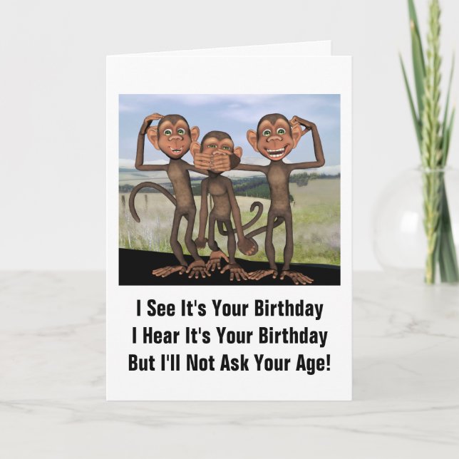 Tre apor Birthday Humor Kort (Framsida)