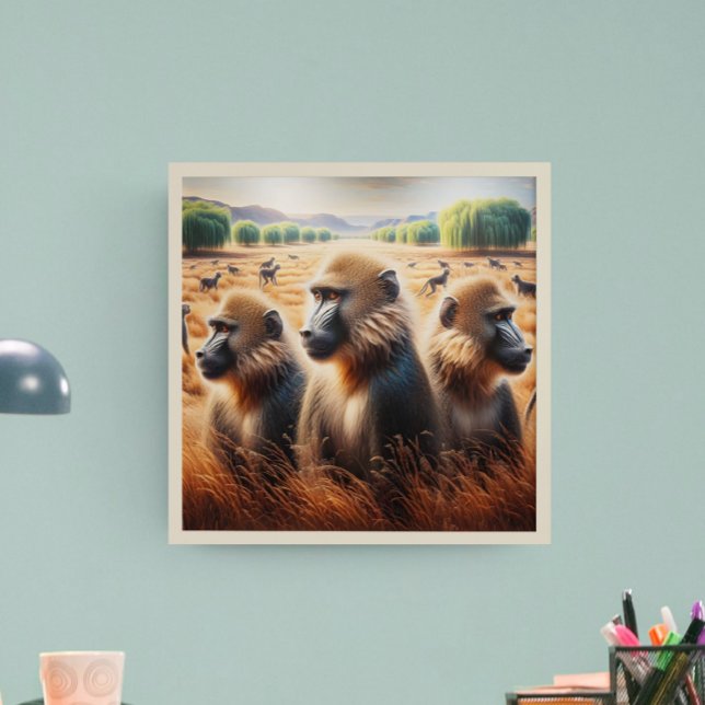 Tre apor Frolicking i Meadow Poster (Skapare uppladdad)