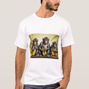 Tre apor som innehar en Banana T-Shirt