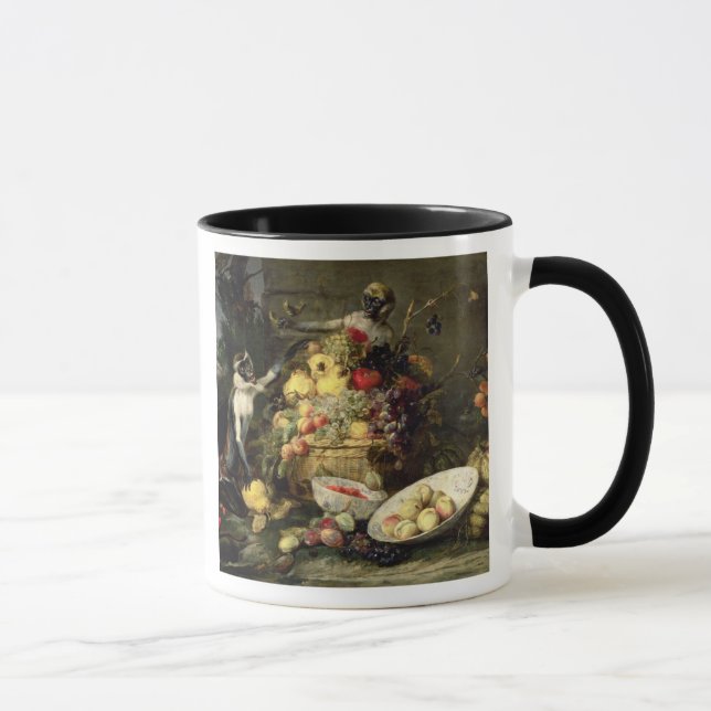 Tre apor som stjäler frukt (olja på kanfas) mugg (Höger)