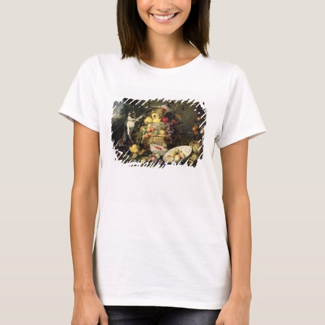 Tre apor städerande frukt (olja på kanvas) t-shirt (Framsida)