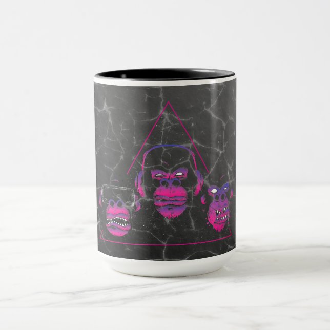 Tre apor Video Gaming Design Mugg (Center)