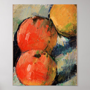Tre äpplen, fortfarande målning av Paul Cezanne Poster