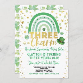 Tre är en charm 3:e födelsedagen-St patrick's day Inbjudningar