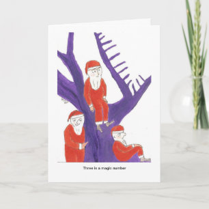 Tre är en magi numrerar för Santa Helgkort