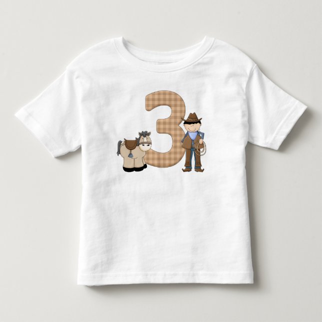 Tre år gammal Cute Cowboy T-shirt (Framsida)