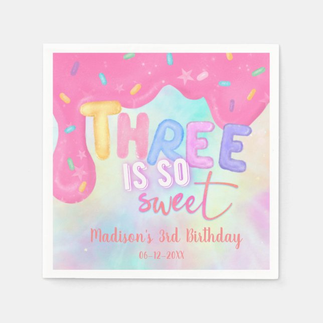 tre är så söt Rosa Frosting Napkins Pappersservett (Framsidan)