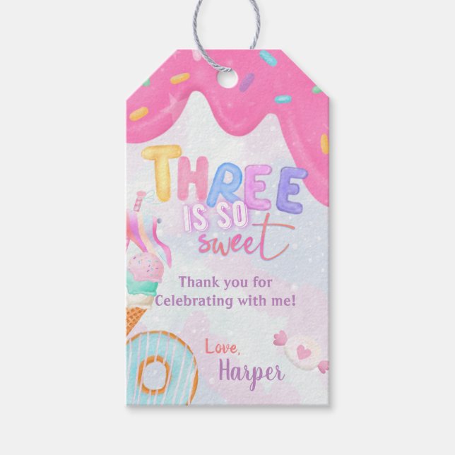 tre är så sött födelsedag presentetikett (Framsidan)