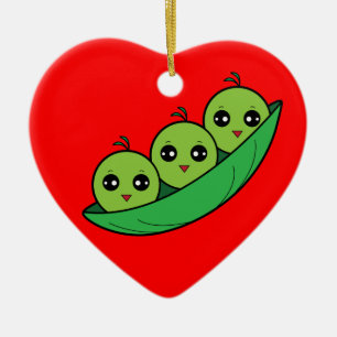 Tre ärtor i en pod julgransprydnad keramik