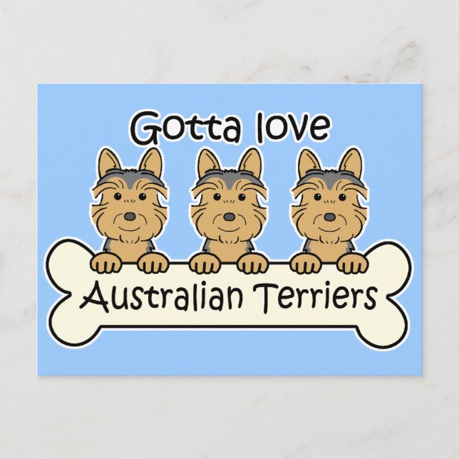 Tre australiska Terriers Vykort (Framsida)