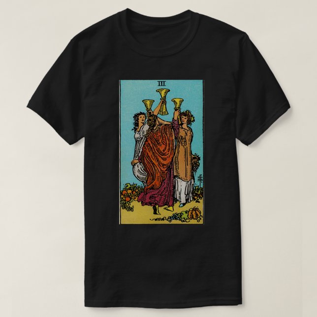 Tre av Kopp Tarot T Shirt (Design framsida)