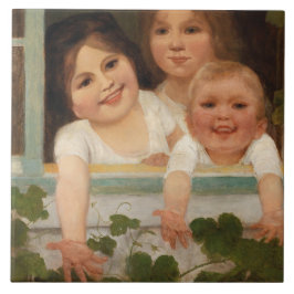 Tre barn i fönstret kakelplatta