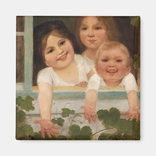 Tre barn i fönstret magnet (Framsidan)