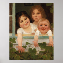 Tre barn i fönstret poster