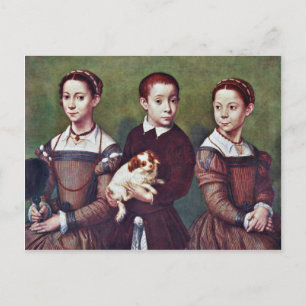 Tre barn med Hund av Anguissola Sofonisba Vykort