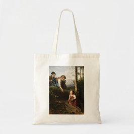 Tre barn som plockar Berries i Skogen Tygkasse